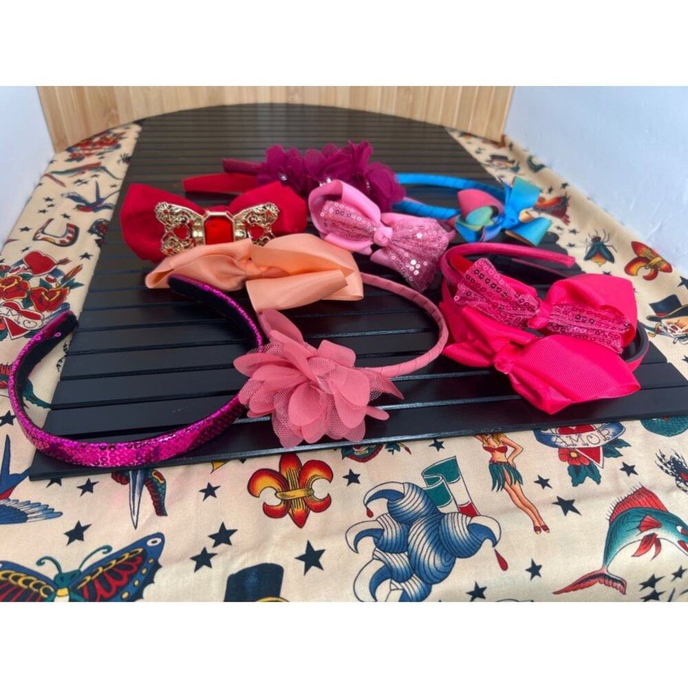 Lot of 9 Girls Headbands With Bows Bundle Back To School Hair Accessories BTS